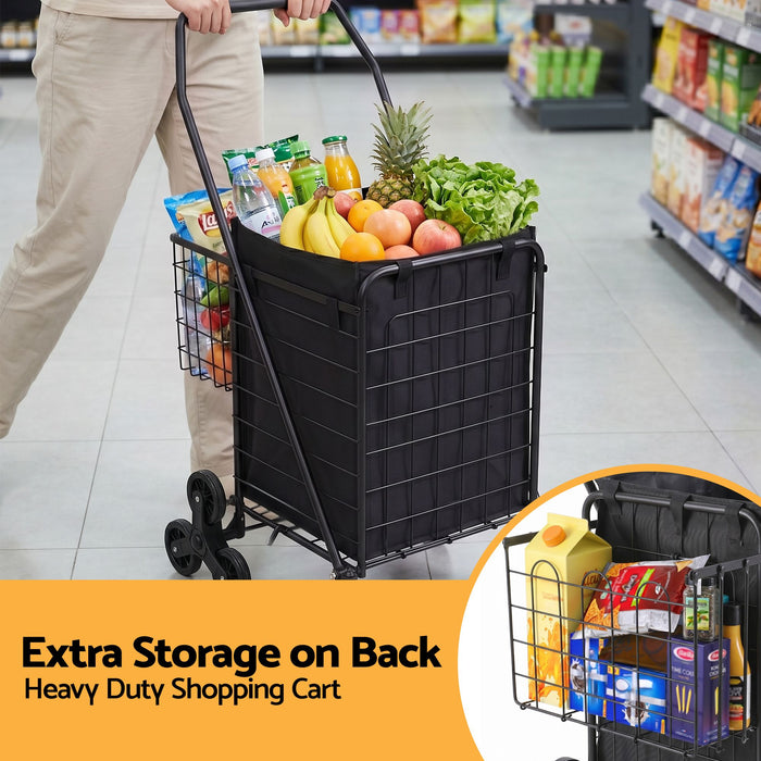 Emajin Shopping Trolley Cart Folding Aluminium Utility Cart Black