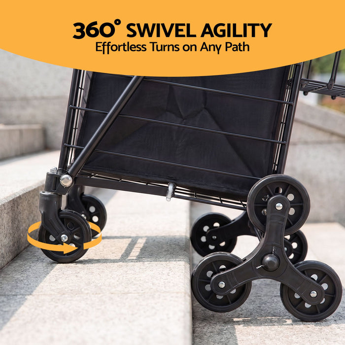 Emajin Shopping Trolley Cart Folding Aluminium Utility Cart Black