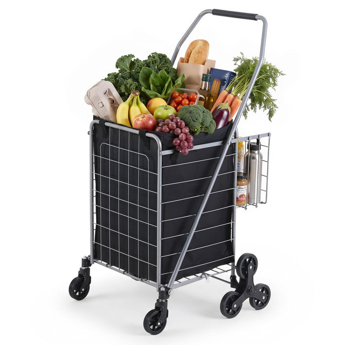 Emajin Shopping Trolley Cart Folding Aluminium Utility Cart Silver