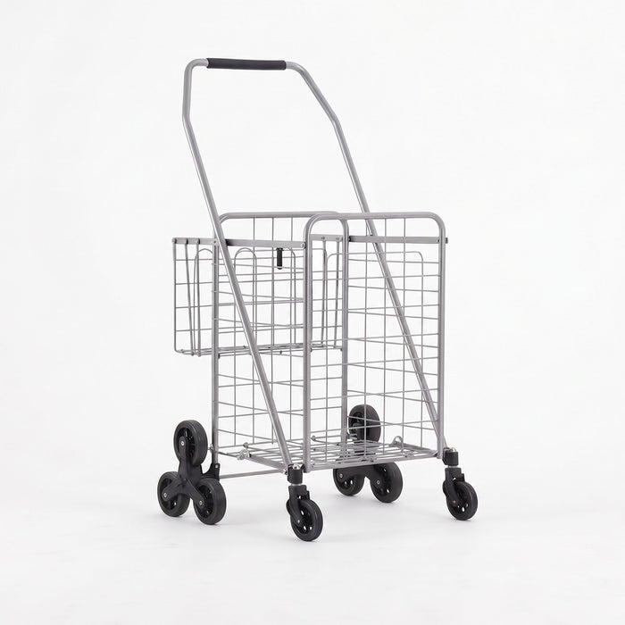 Emajin Shopping Trolley Cart Folding Aluminium Utility Cart Silver