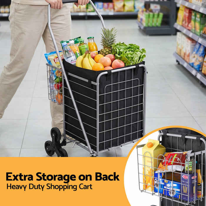 Emajin Shopping Trolley Cart Folding Aluminium Utility Cart Silver