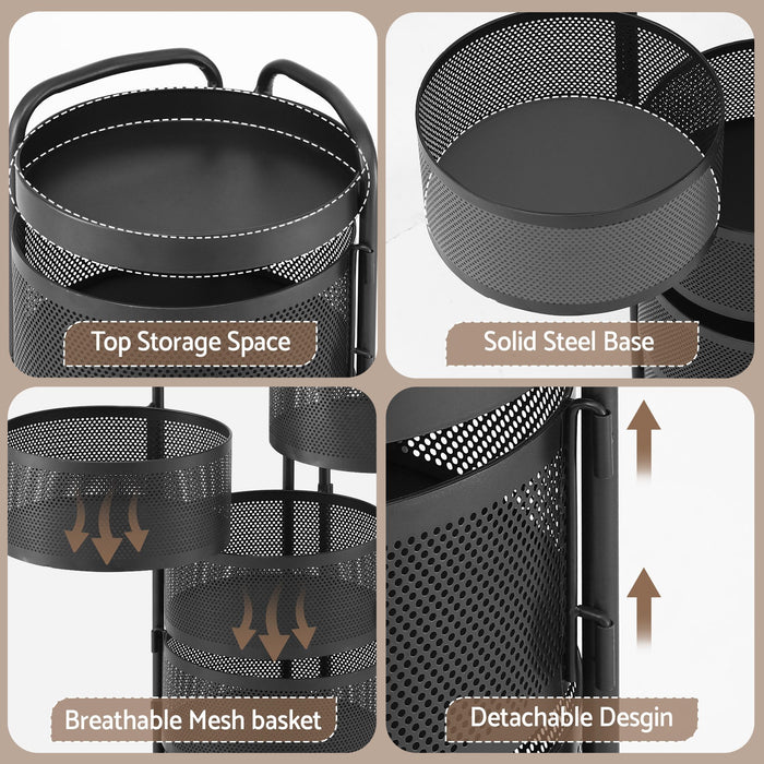 Artiss Storage Trolley Kitchen Cart 5 Tiers Storage Rack Round Basket Black