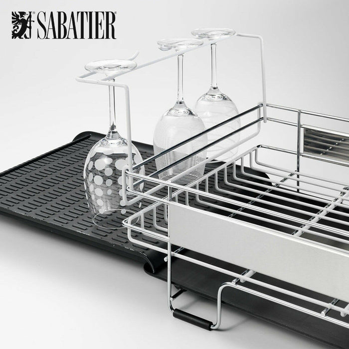 Sabatier Expandable Compact Large Dish Rack High Quality X-Large Stainless Steel Heavy Duty Dish Rack With Stemware Rack