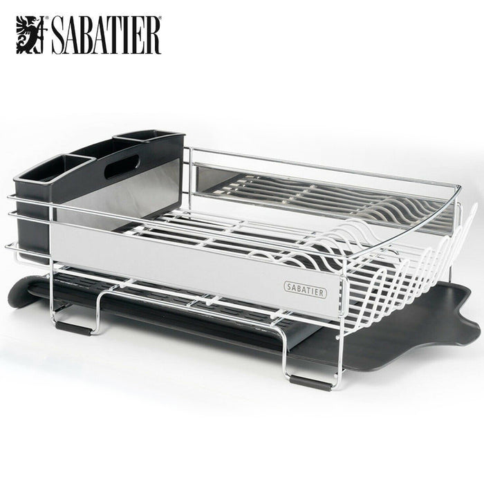 Sabatier Expandable Compact Large Dish Rack High Quality X-Large Stainless Steel Heavy Duty Dish Rack With Stemware Rack