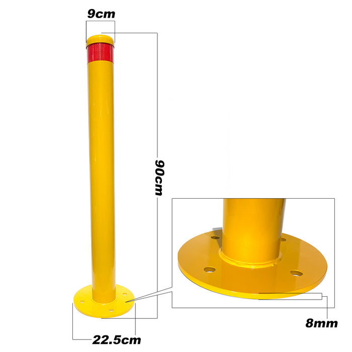 Surface Mounted Bollard 9x90cm Vehicle Heavy-duty Carpark Bollard Barrier Yellow