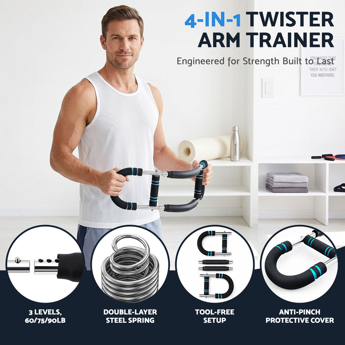 Everfit Twister Arm Exerciser 60-90lb Adjustable Chest Workout Equipment Home Gym Fitness