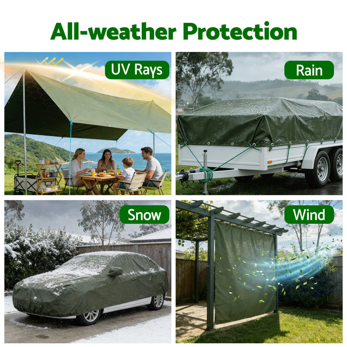 Instahut 4x6m Tarp Tarpaulin 600GSM Camping Canvas Heavy Duty Water Resistant