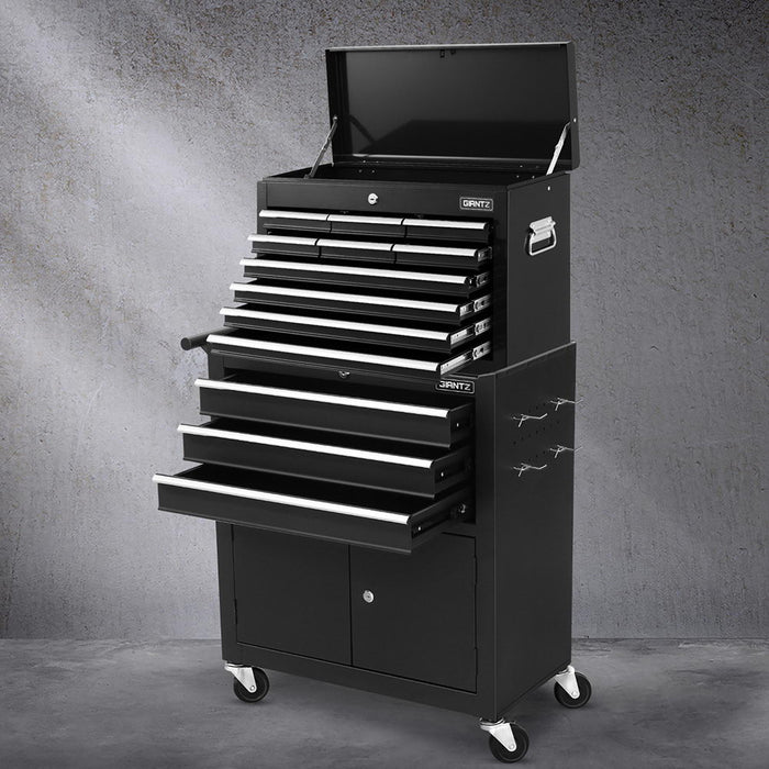 Giantz 13 Drawer Tool Box Cabinet Chest Toolbox Storage Garage Organiser Black