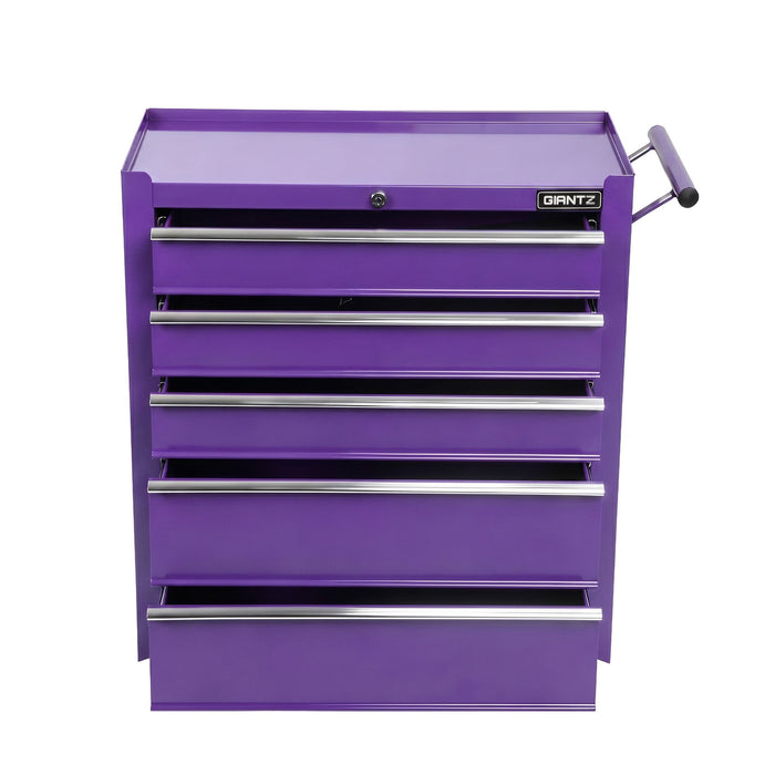 Giantz 5 Drawer Tool Chest Trolley Cabinet Toolbox Heavy Duty Garage Storage Organiser Purple