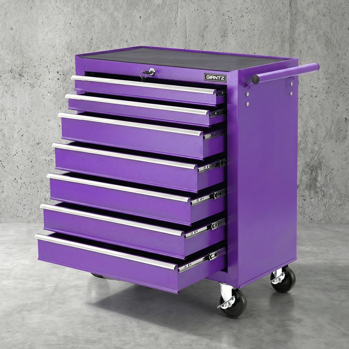 Giantz 7-Drawer Tool Chest Trolley Cabinet Toolbox Heavy Duty Garage Storage Organiser Purple