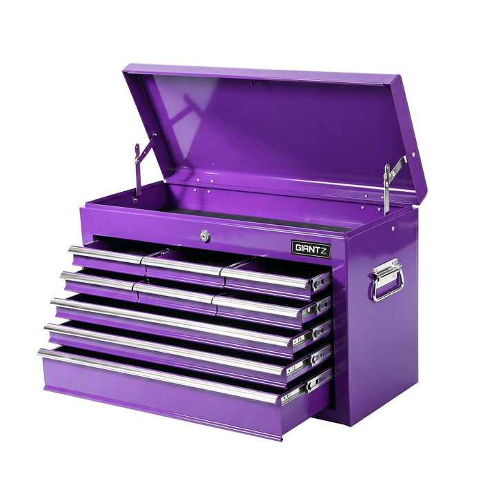 Giantz 9-Drawer Tool Cabinet Chest Toolbox Heavy Duty Garage Storage Organiser Purple