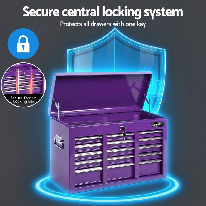 Giantz 9-Drawer Tool Cabinet Chest Toolbox Heavy Duty Garage Storage Organiser Purple