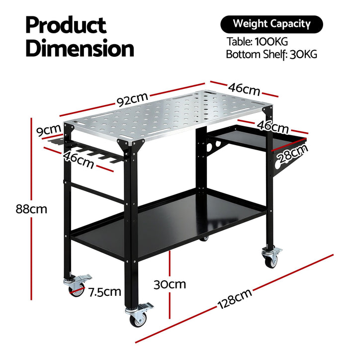 Giantz Welding Table Cart with Tool Storage 130KG Capacity Mobile Workstation