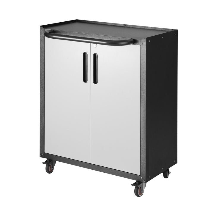 Giantz Rolling Tool Cabinet Heavy-Duty Storage Cabinet Adjustable Shelf Black and Grey