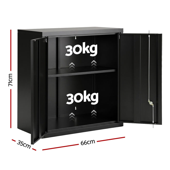 Giantz Steel Tool Cabinet Wall Mount Adjustable Shelf Garage Storage Lockable Black