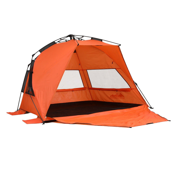 Weisshorn Beach Tent 3-4 Person Pop Up Sun Shade UPF 50 Automatic Outdoor Orange