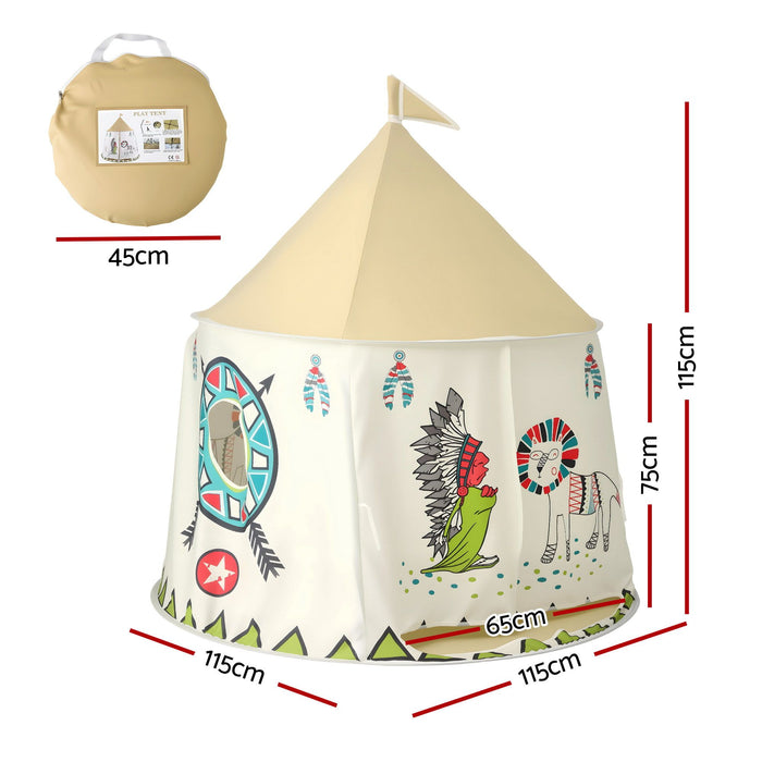 Keezi Kids Play Tent Playhouse Castle with Window Flag Carry Bag 115cmx115cm