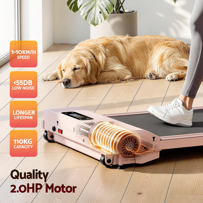 Everfit 3 in 1 Walking Pad Treadmill 12% Incline Under Desk Treadmills for Home Gym With 38cm Wide Belt Pink