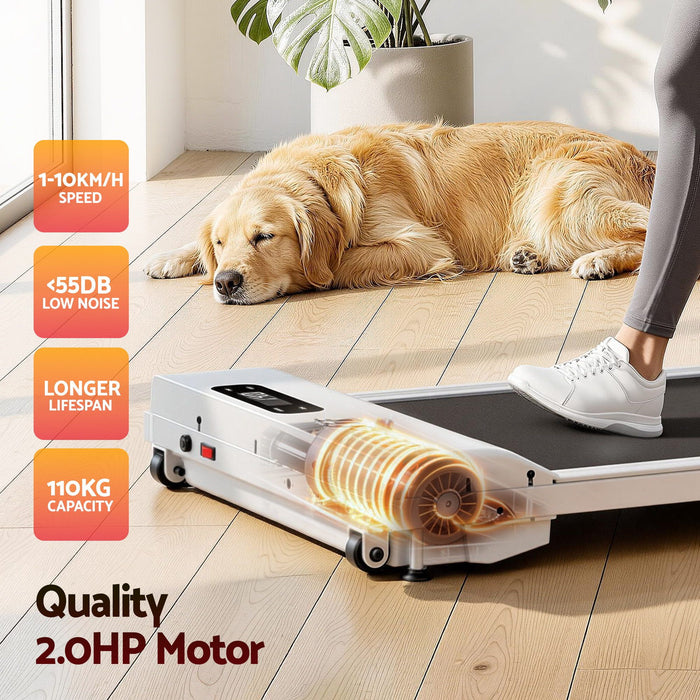 Everfit 3 in 1 Walking Pad Treadmill 12% Incline Under Desk Treadmills for Home Gym With 38cm Wide Belt White