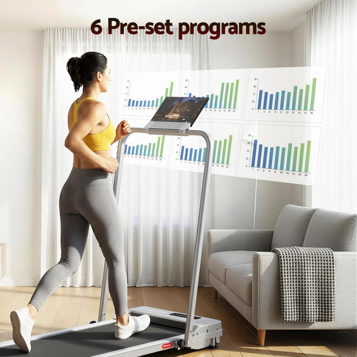 Everfit 3 in 1 Walking Pad Treadmill 12% Incline Foldable Under Desk Treadmills for Home Gym With 38cm Wide Belt Silver
