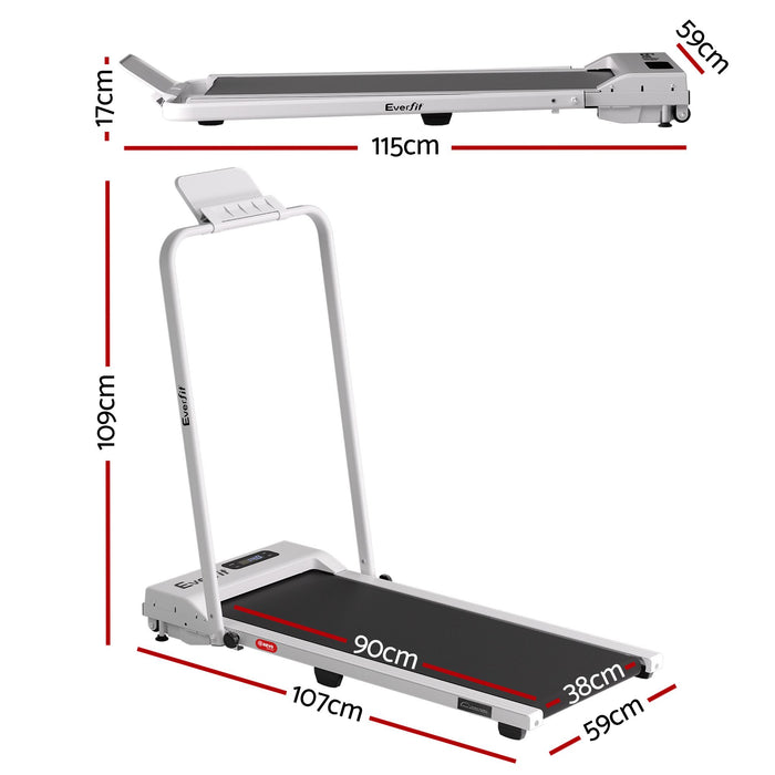 Everfit 3 in 1 Walking Pad Treadmill 12% Incline Foldable Under Desk Treadmills for Home Gym With 38cm Wide Belt White