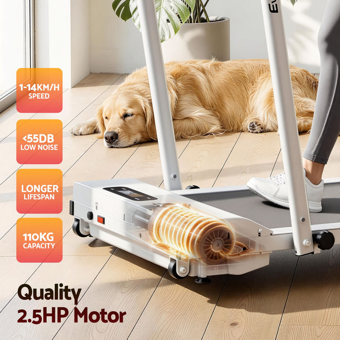 Everfit 3 in 1 Walking Pad Treadmill 12% Incline Foldable Under Desk Treadmills for Home Gym With 38cm Wide Belt White