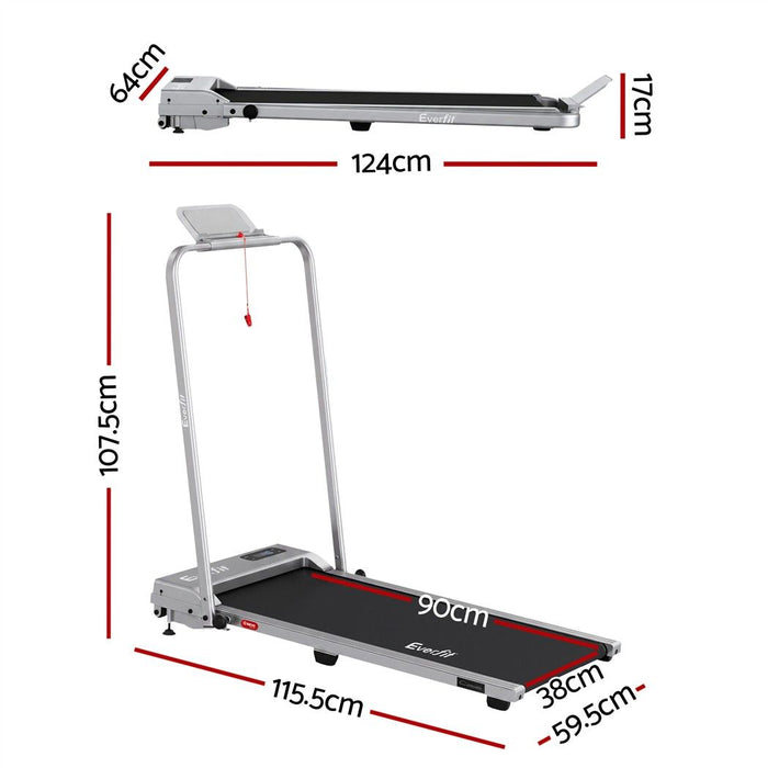 Everfit 3 in 1 Walking Pad Treadmill 12% Incline Under Desk Foldable for Home With 38cm Belt Silver
