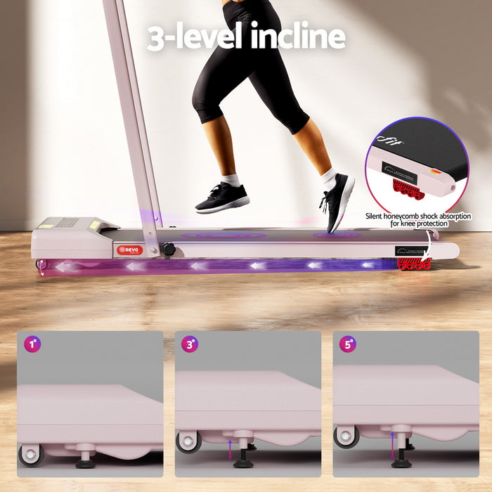 Everfit Treadmill Electric Walking Pad Incline Under Desk 380mm Pink