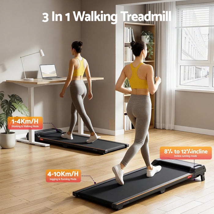 Everfit 3 in 1 Walking Pad Treadmill 12% Incline Under Desk Treadmills for Home Gym With 40cm Wide Belt Black