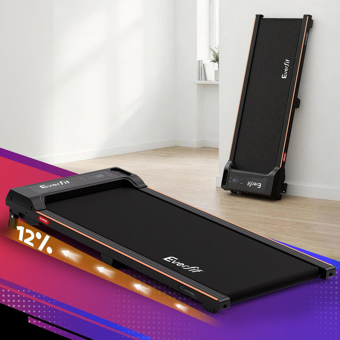 Everfit 3 in 1 Walking Pad Treadmill 12% Incline Under Desk Treadmills for Home Gym With 40cm Wide Belt Black