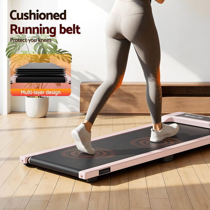 Everfit 3 in 1 Walking Pad Treadmill 12% Incline Under Desk Treadmills for Home Gym With 40cm Wide Belt Pink