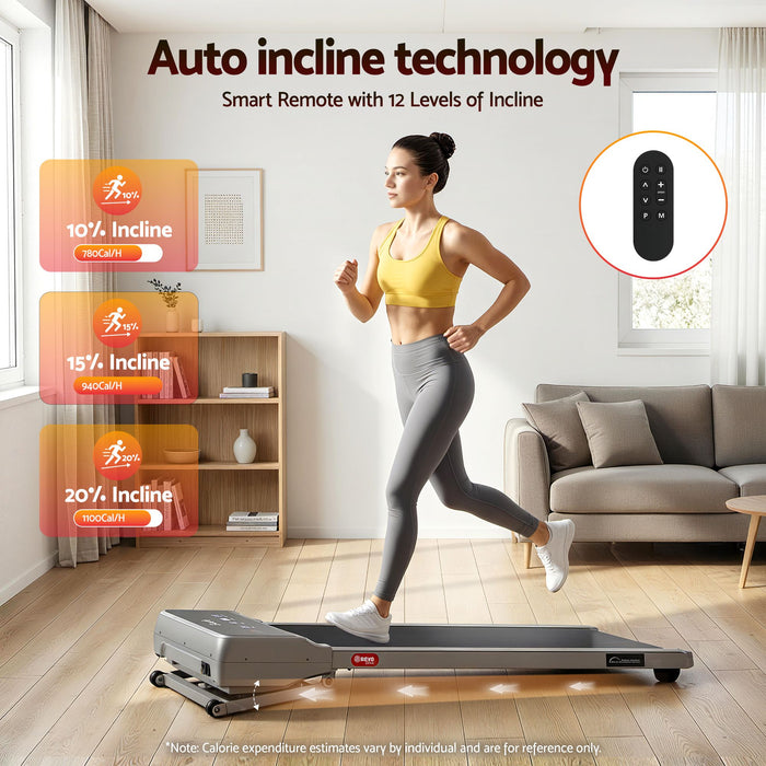 Everfit 3 in 1 Walking Pad Treadmill 20% Auto Incline Under Desk Treadmills for Home Gym With 40cm Wide Belt Sliver