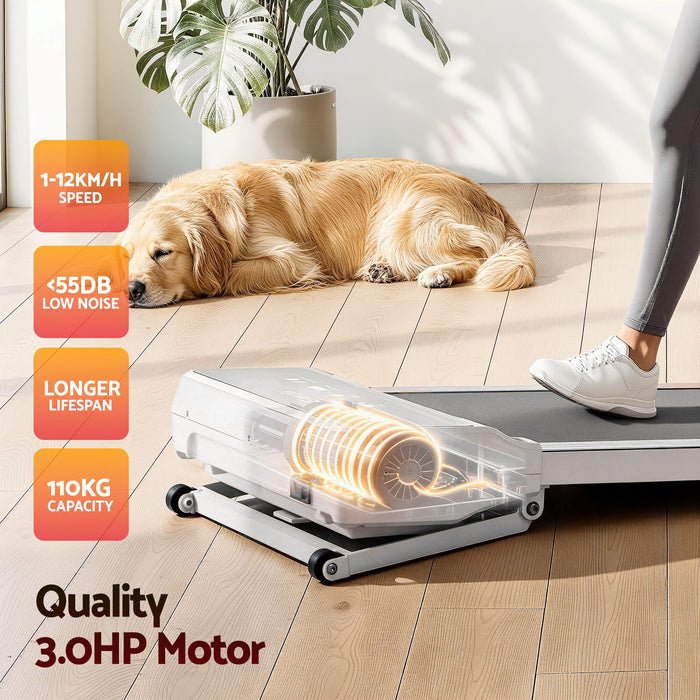 Everfit 3 in 1 Walking Pad Treadmill 20% Auto Incline Under Desk Treadmills for Home Gym With 40cm Wide Belt White