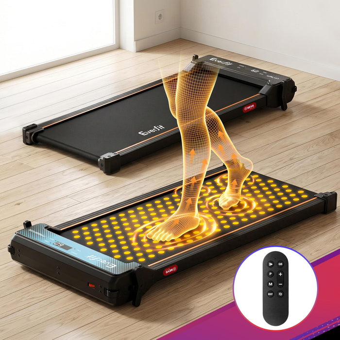 Everfit 2 in 1 Walking Pad Treadmill Dual-Sided Under Desk Treadmills with Foot Massage for Home Gym with App Control Black