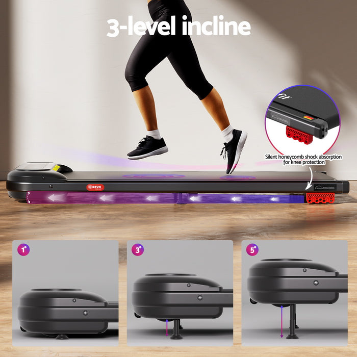 Everfit Treadmill Electric Walking Pad with Incline Under Desk Home Gym Black