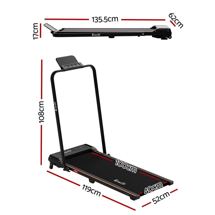 Everfit 3 in 1 Walking Pad Treadmill 12% Incline Foldable Under Desk Treadmills for Home Gym With 40cm Wide Belt Black