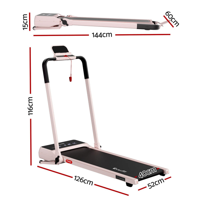 Everfit 3 in 1 Walking Pad Treadmill 20% Auto Incline Under Desk Foldable Treadmills for Home With 40cm Wide Belt Pink