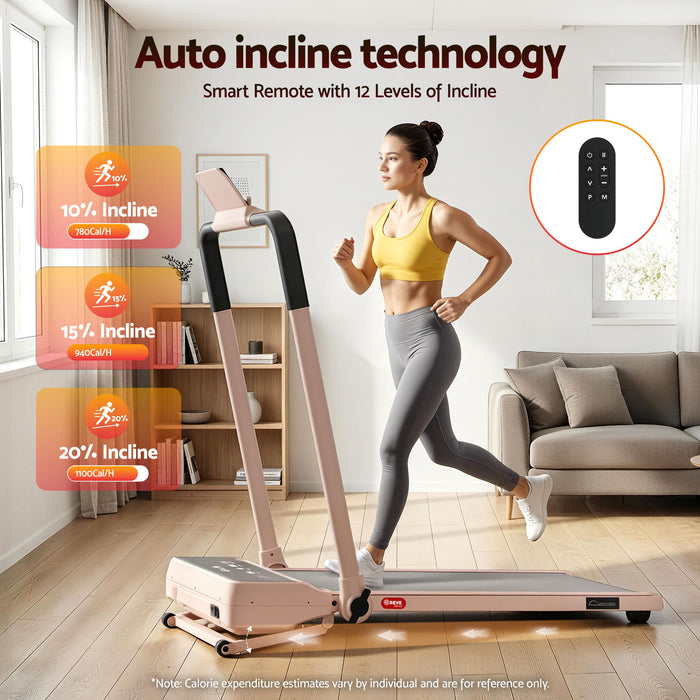 Everfit 3 in 1 Walking Pad Treadmill 20% Auto Incline Under Desk Foldable Treadmills for Home With 40cm Wide Belt Pink