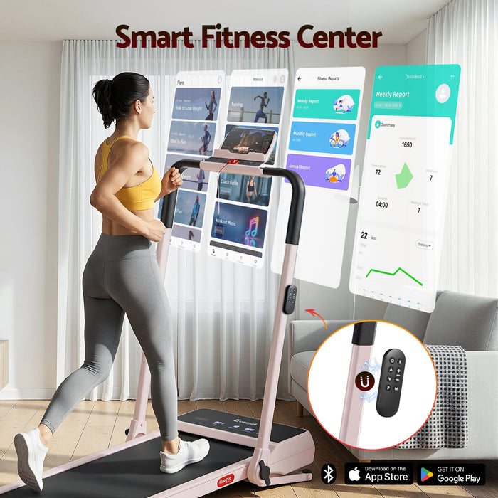 Everfit 3 in 1 Walking Pad Treadmill 20% Auto Incline Under Desk Foldable Treadmills for Home With 40cm Wide Belt Pink