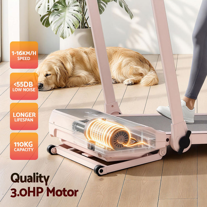 Everfit 3 in 1 Walking Pad Treadmill 20% Auto Incline Under Desk Foldable Treadmills for Home With 40cm Wide Belt Pink