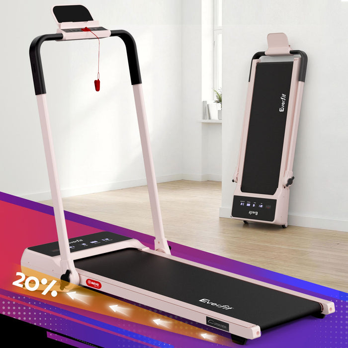 Everfit 3 in 1 Walking Pad Treadmill 20% Auto Incline Under Desk Foldable Treadmills for Home With 40cm Wide Belt Pink