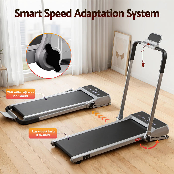 Everfit 3 in 1 Walking Pad Treadmill 20% Auto Incline Under Desk Foldable Treadmills for Home With 40cm Wide Belt Silver