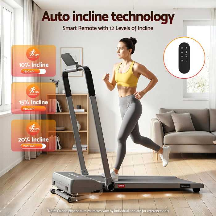 Everfit 3 in 1 Walking Pad Treadmill 20% Auto Incline Under Desk Foldable Treadmills for Home With 40cm Wide Belt Silver
