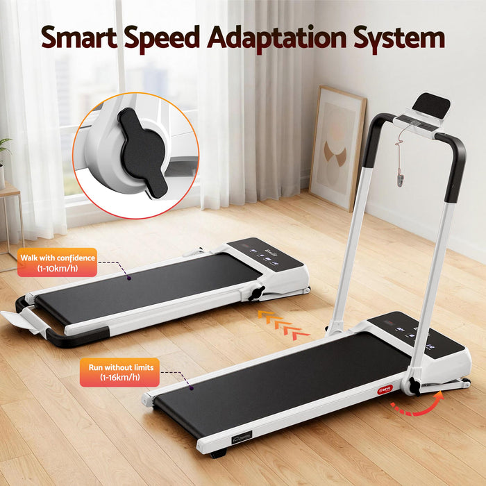 Everfit 3 in 1 Walking Pad Treadmill 20% Auto Incline Under Desk Foldable Treadmills for Home With 40cm Wide Belt White