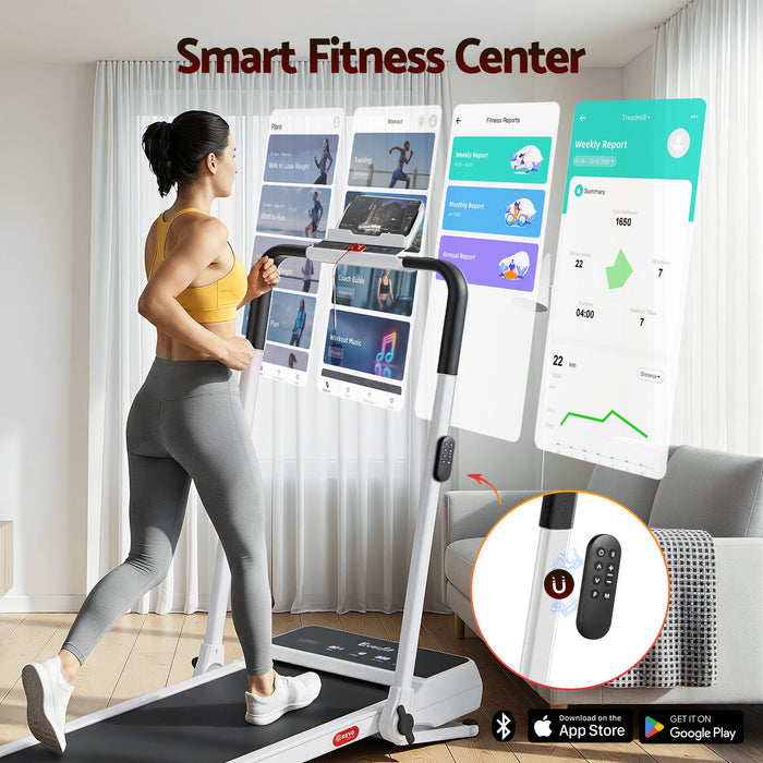 Everfit 3 in 1 Walking Pad Treadmill 20% Auto Incline Under Desk Foldable Treadmills for Home With 40cm Wide Belt White
