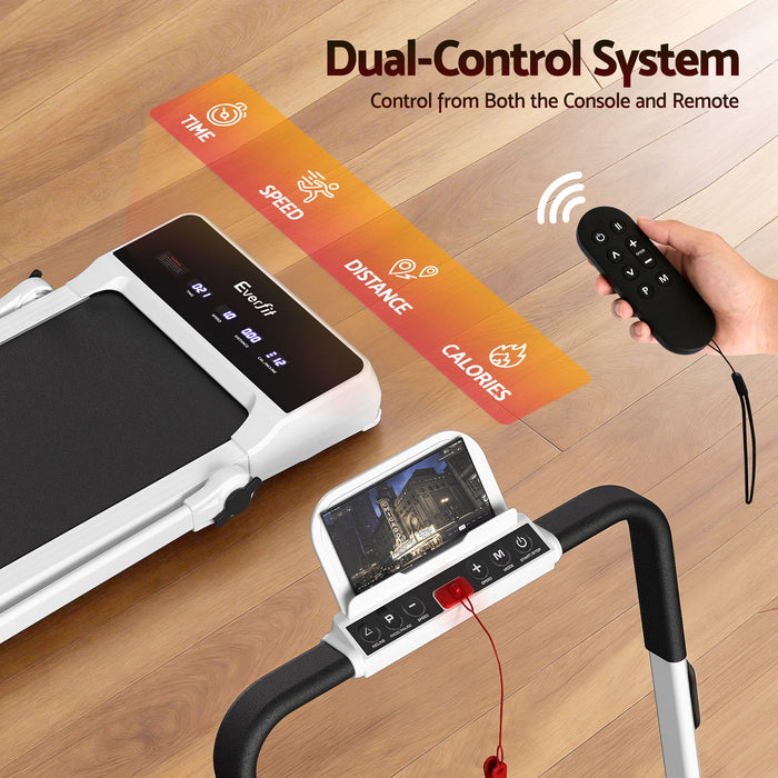 Everfit 3 in 1 Walking Pad Treadmill 20% Auto Incline Under Desk Foldable Treadmills for Home With 40cm Wide Belt White