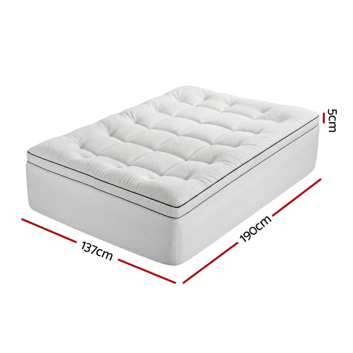 Giselle Bedding Double Mattress Topper 5cm Coral Fleece