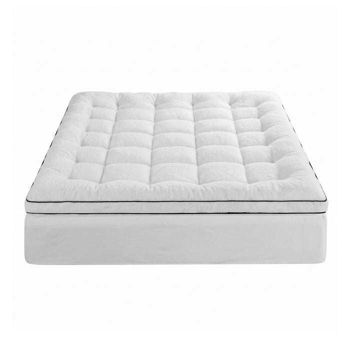 Giselle Bedding Queen Mattress Topper 5cm Coral Fleece