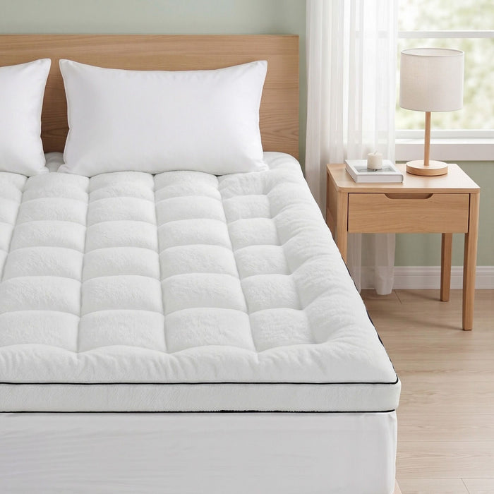 Giselle Bedding Queen Mattress Topper 5cm Coral Fleece