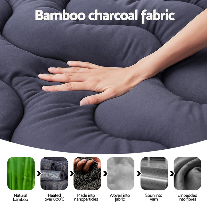 Giselle 5cm Mattress Topper Pillowtop toppers Bamboo Charcoal King Single